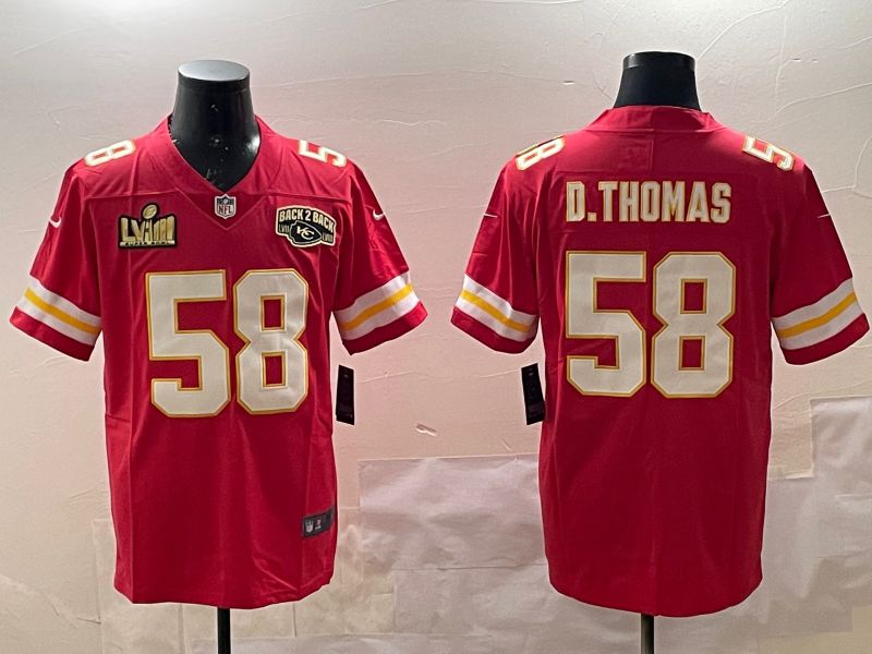 Men Kansas City Chiefs #58 D.Thomas Red Second generations 2025 Nike Limited NFL Jersey style 2